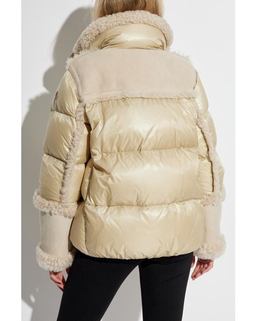 Moncler Natural Fur-Trimmed Shiny Down Puffer Coat