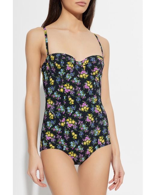 Dolce & Gabbana Black One-Piece Swimsuit With Floral Motif