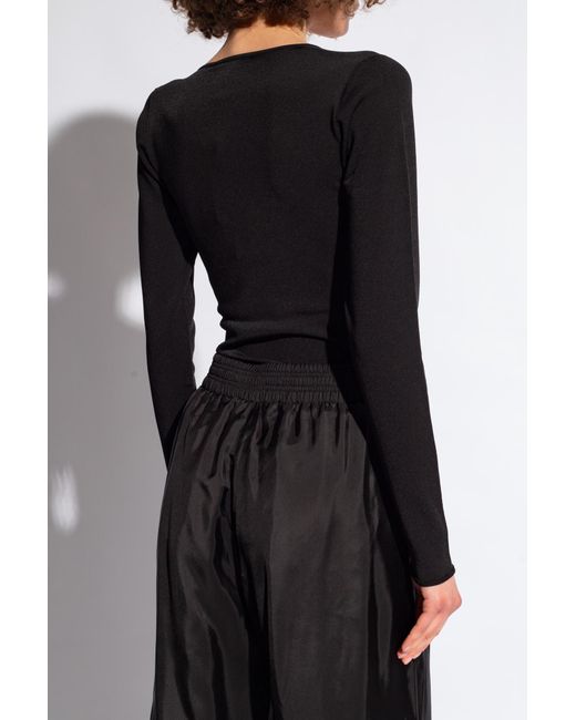 Fabiana Filippi Black Bodysuit With Long Sleeves,