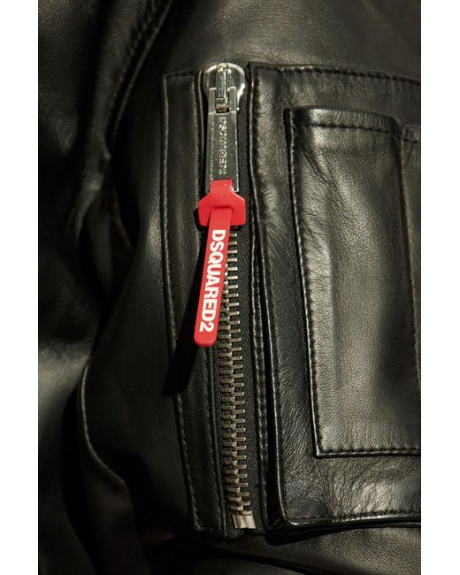 DSquared² Black Leather Jacket for men