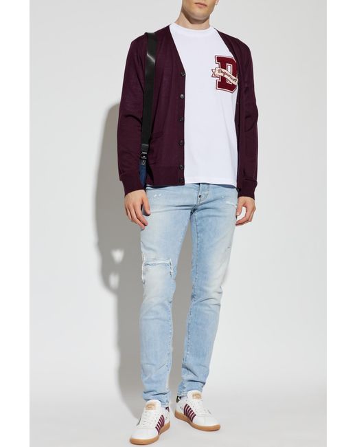 DSquared² Purple Wool Cardigan With Pockets for men