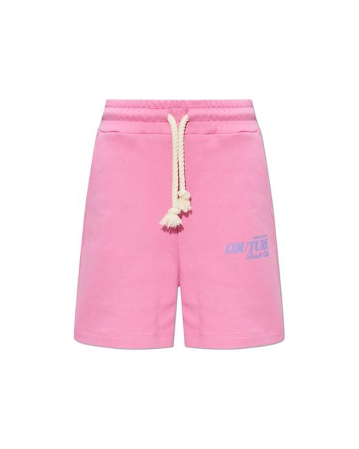 Versace Jeans Couture Pink Sweatshorts With Printed Logo