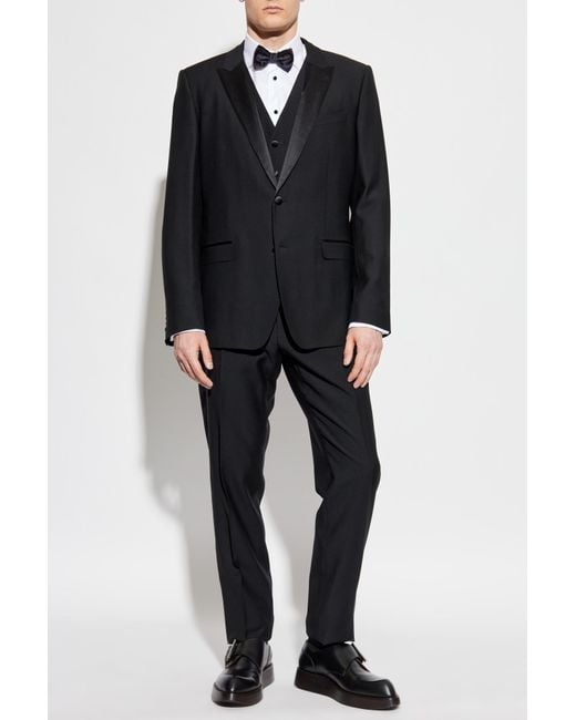 Dolce & Gabbana Black Wool Suit With Vest for men