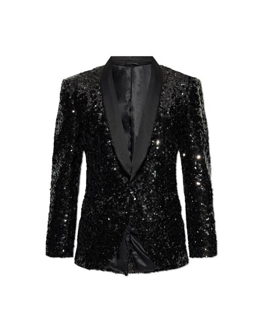 Dolce & Gabbana Black Sequin Blazer for men