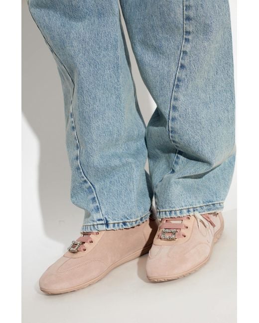 Roger Vivier Pink 'Viv Low' Sports Shoes
