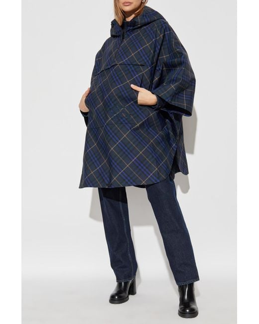 Burberry Blue Checkered Poncho