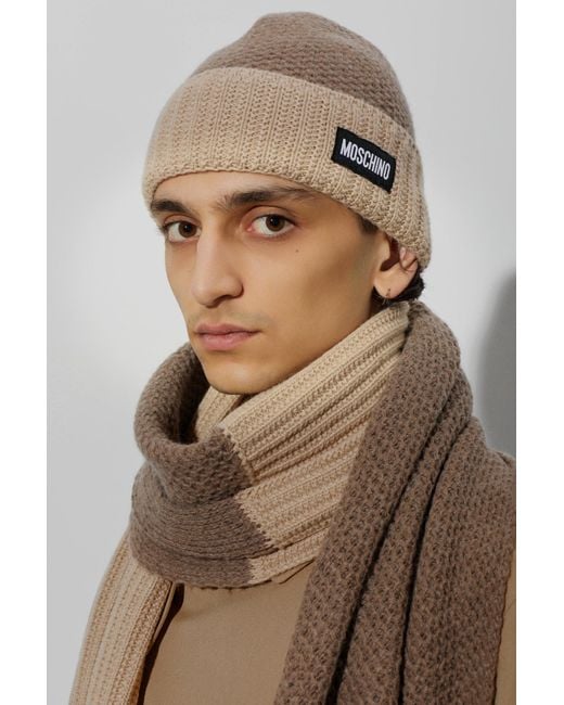 Moschino Brown Cap With Logo Patch