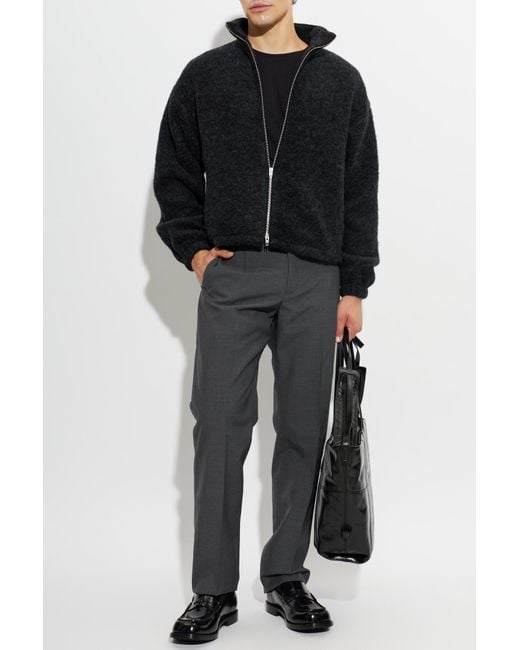 Jil Sander Black Wool Jacket With Stand-Up Collar for men