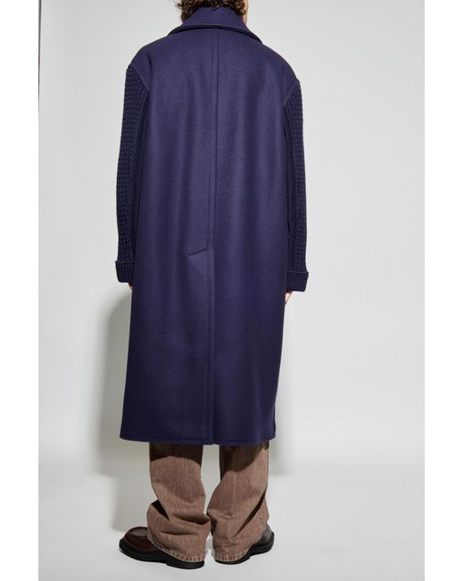 Lanvin Blue Wool Coat With Single Vent for men
