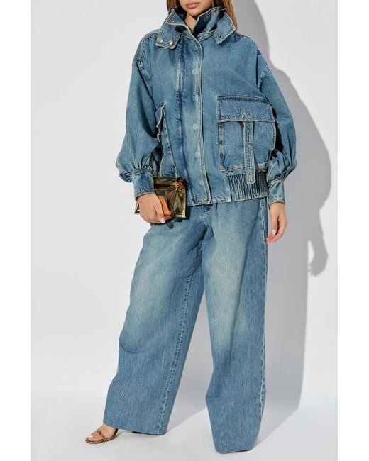 Zimmermann Blue Oversized Denim Illustration Jacket