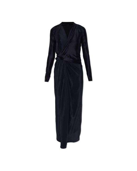 Victoria Beckham Blue Satin Asymmetrical Dress