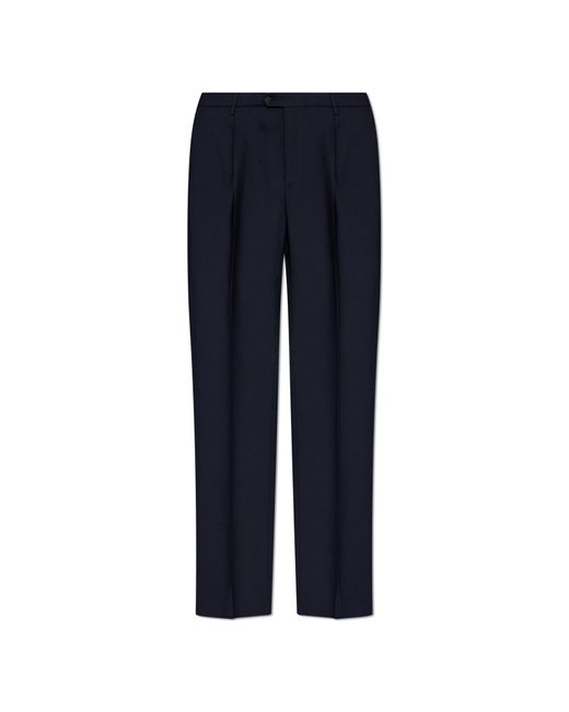 Etro Blue Wool Pleated Trousers for men