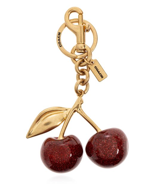 COACH Metallic Keychain With Cherry-Shaped Charm