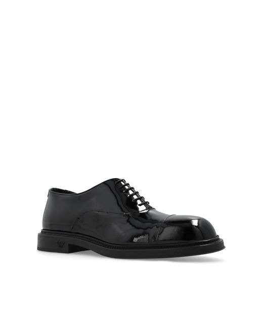 Emporio Armani Leather Shoes in Black for Men | Lyst
