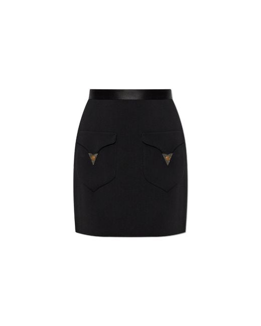 Versace Black Wool Skirt With Pockets