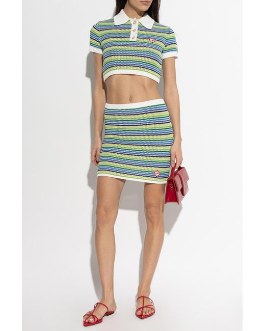 Casablanca Green Skirt With Logo Patch