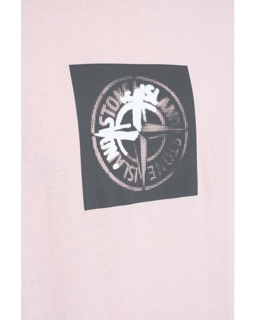 Stone Island Pink Logo-Printed T-Shirt
