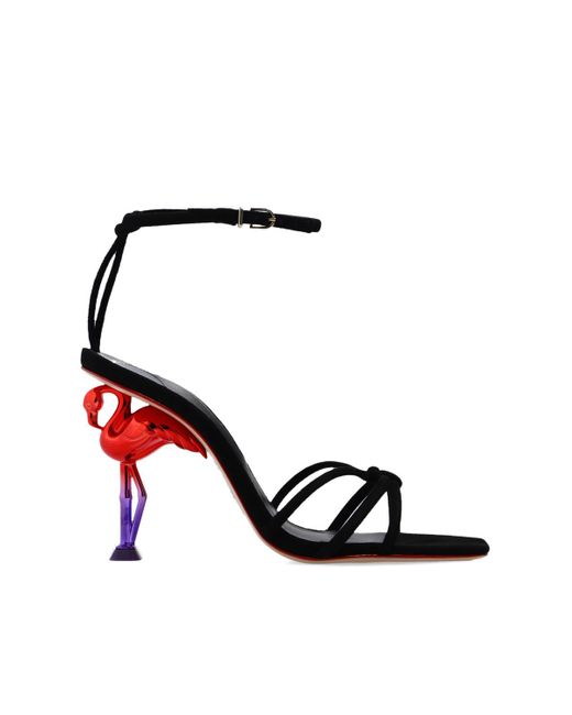 Sophia Webster Black 'flo Flamingo' Heeled Sandals