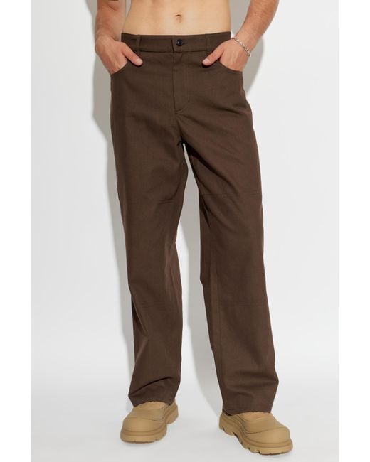 Moncler Red Trousers With Logo Patch for men
