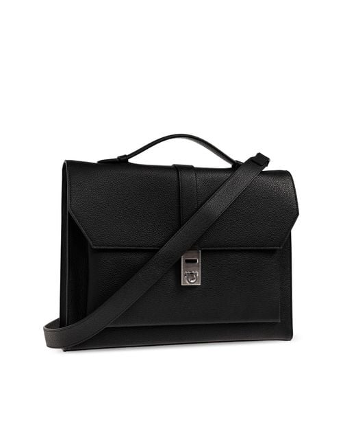 Ferragamo Black Leather Briefcase for men