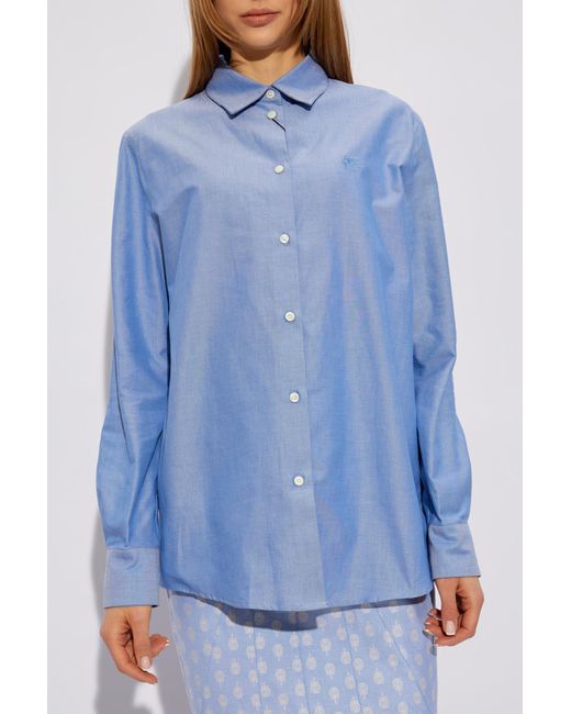 Etro Blue Cotton Shirt With Logo