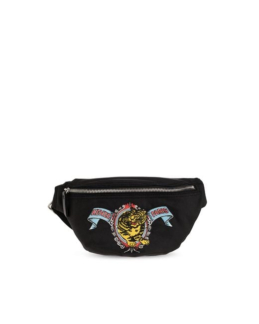 KENZO Black Belt Bag With Logo for men