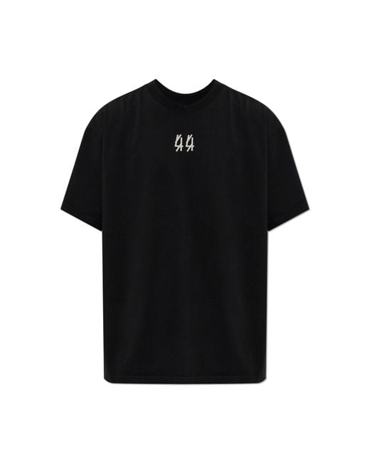 44 Label Group Black T-Shirt With Printed Logo for men