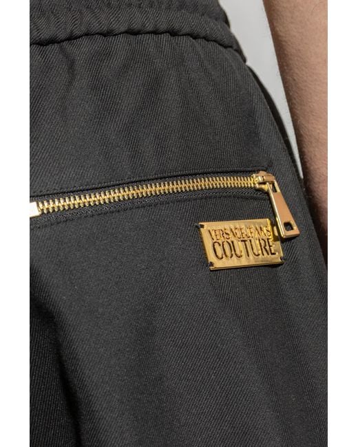 Versace Jeans Couture Black Trousers With Logo Appliqué for men