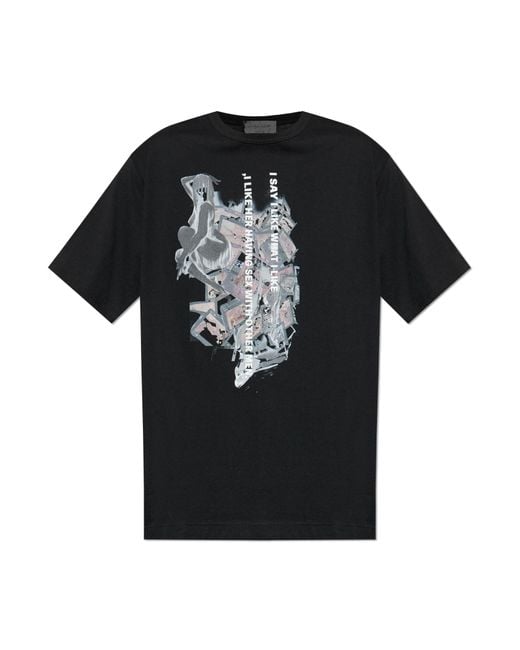 Yohji Yamamoto Black T-Shirt With Print for men