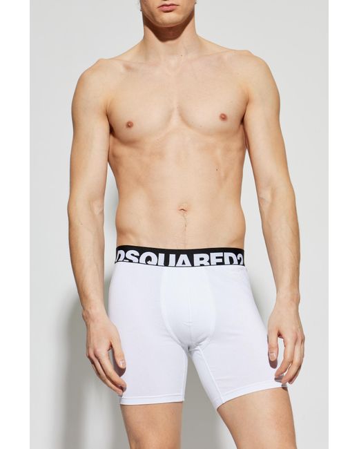 DSquared² Blue Cotton Boxers With Logo for men