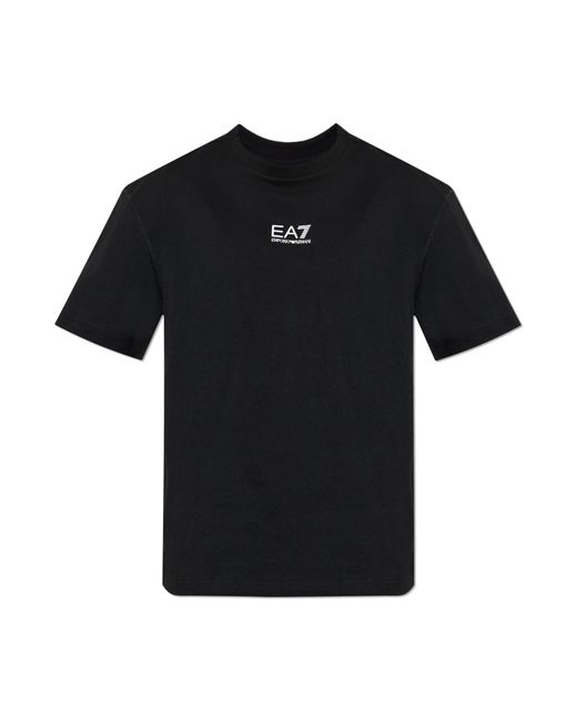EA7 Black T-Shirt With Print for men