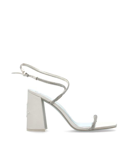 Kate Spade White Heeled Sandals With Shimmering Crystals