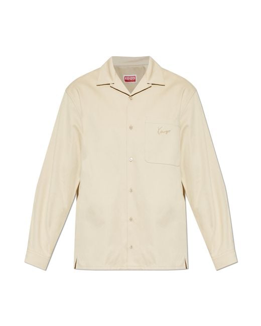 KENZO Natural Cotton Shirt With Pocket for men