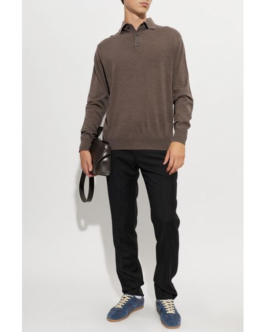 Paul & Shark Brown Long-Sleeve Polo for men