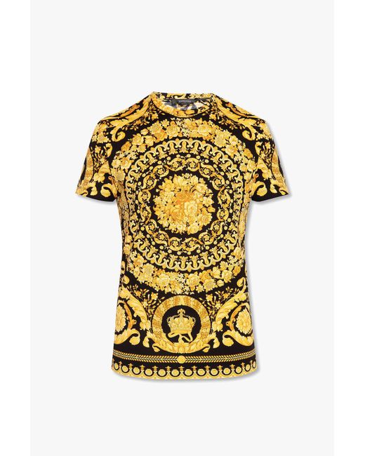Versace Yellow T-shirt With Baroque Pattern, for men