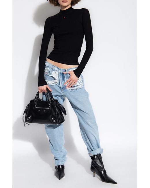 DIESEL Black 'T-Mokky-Ls-Microdiv' Ribbed Top