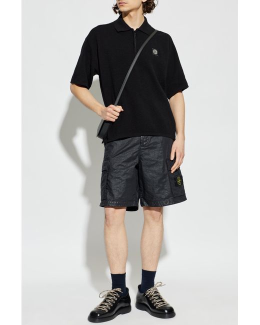 Stone Island Blue Cargo Shorts for men