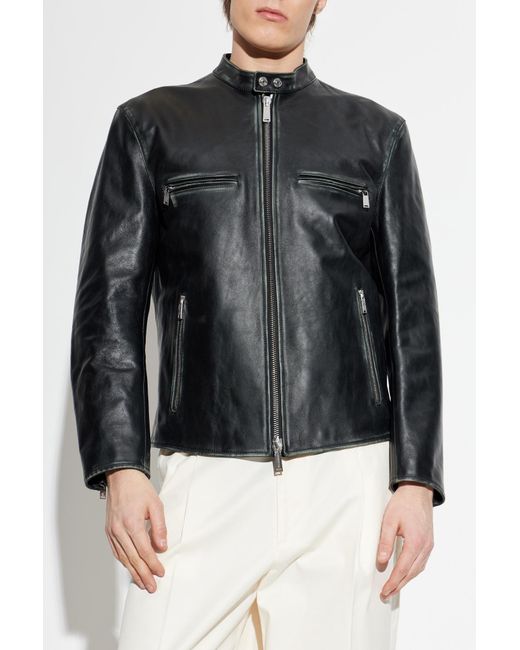 DSquared² White Leather Jacket With Pockets for men