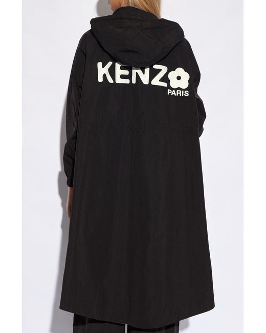 KENZO Black Rain Jacket With Logo,