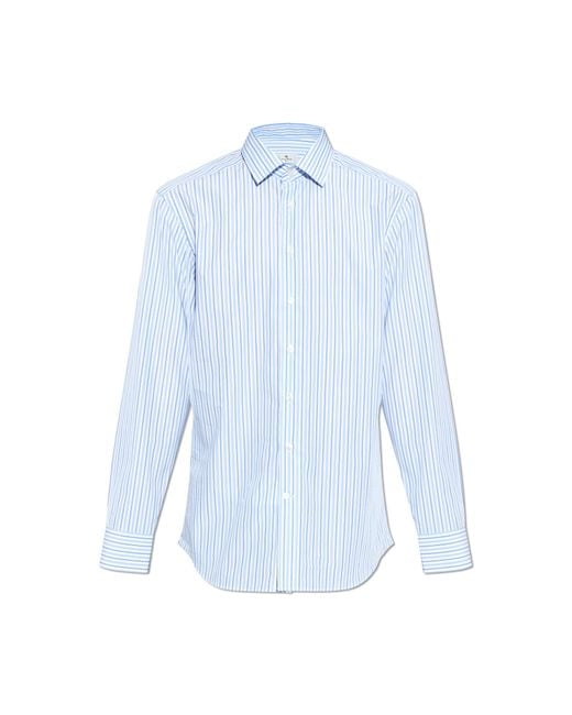 Etro Blue Shirt With Stripe Pattern for men