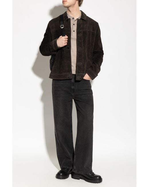 AllSaints Black Suede Jacket 'Nates' for men
