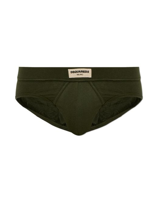DSquared² Green Briefs With Logo for men