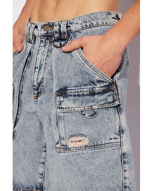 Moschino Blue Cargo Denim Shorts, for men