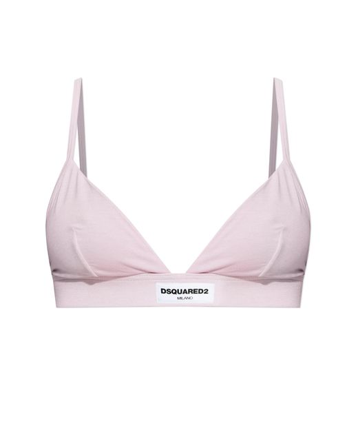 DSquared² Pink Bra With Logo Patch