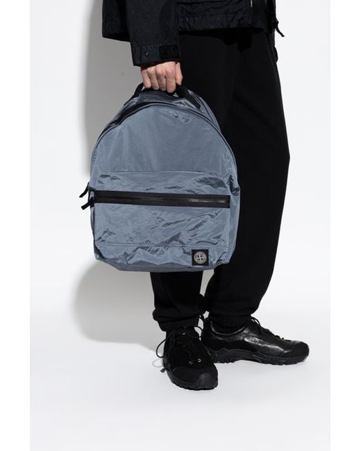 Stone Island Black Backpack With Logo Patch for men