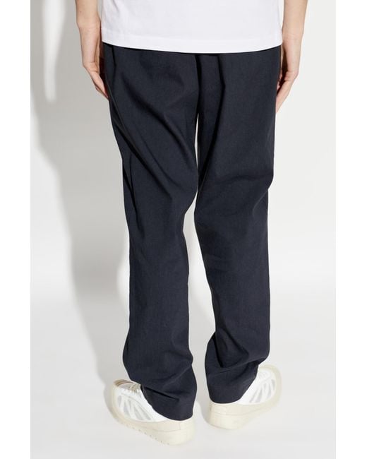 Moncler Blue Trousers With Logo Patch for men