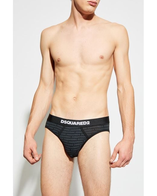 DSquared² Black Briefs With Monogram for men