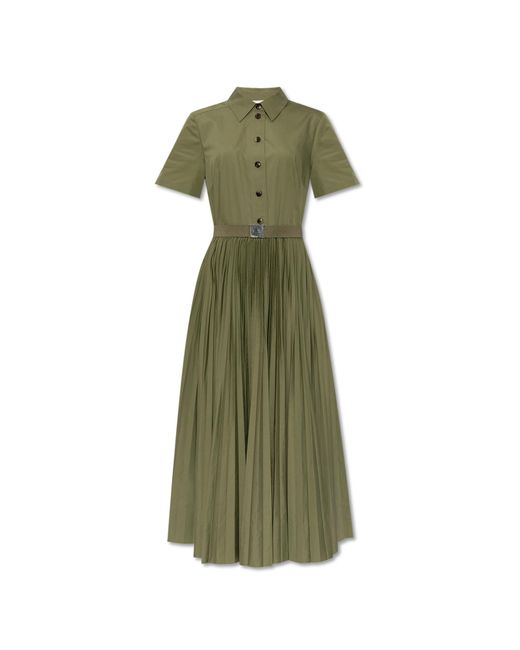 Tory Burch Green Dress With Pleated Bottom