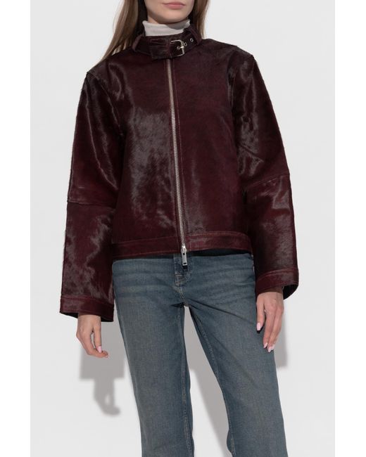 Samsøe & Samsøe Blue Leather Jacket 'Salita'