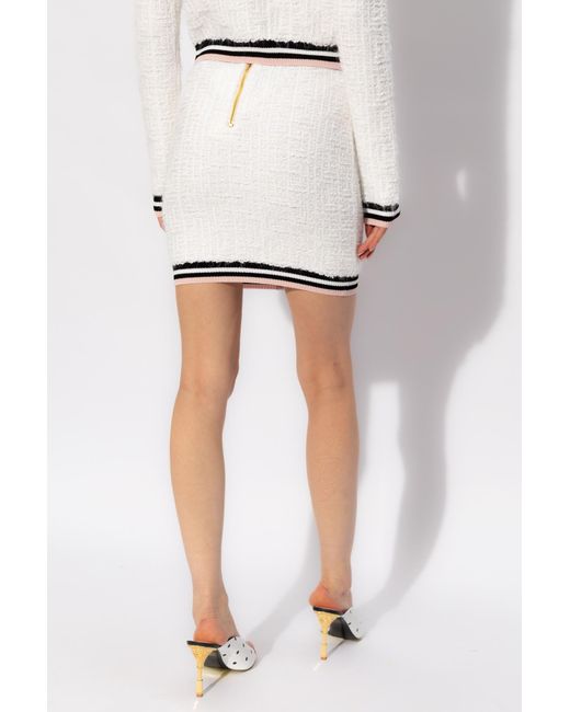 Balmain White Tweed Skirt,